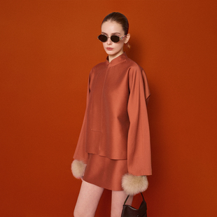 shenshen新中式立领羊毛桑蚕丝短外套女2026年新春复古休闲上衣