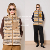 basicshenshen老钱风费尔岛摇粒绒立领保暖马甲女秋冬背心外套