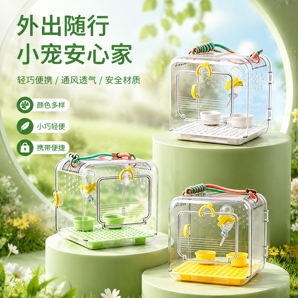 手提外出笼子全景可视虎皮牡丹玄凤户外遛鸟外带包