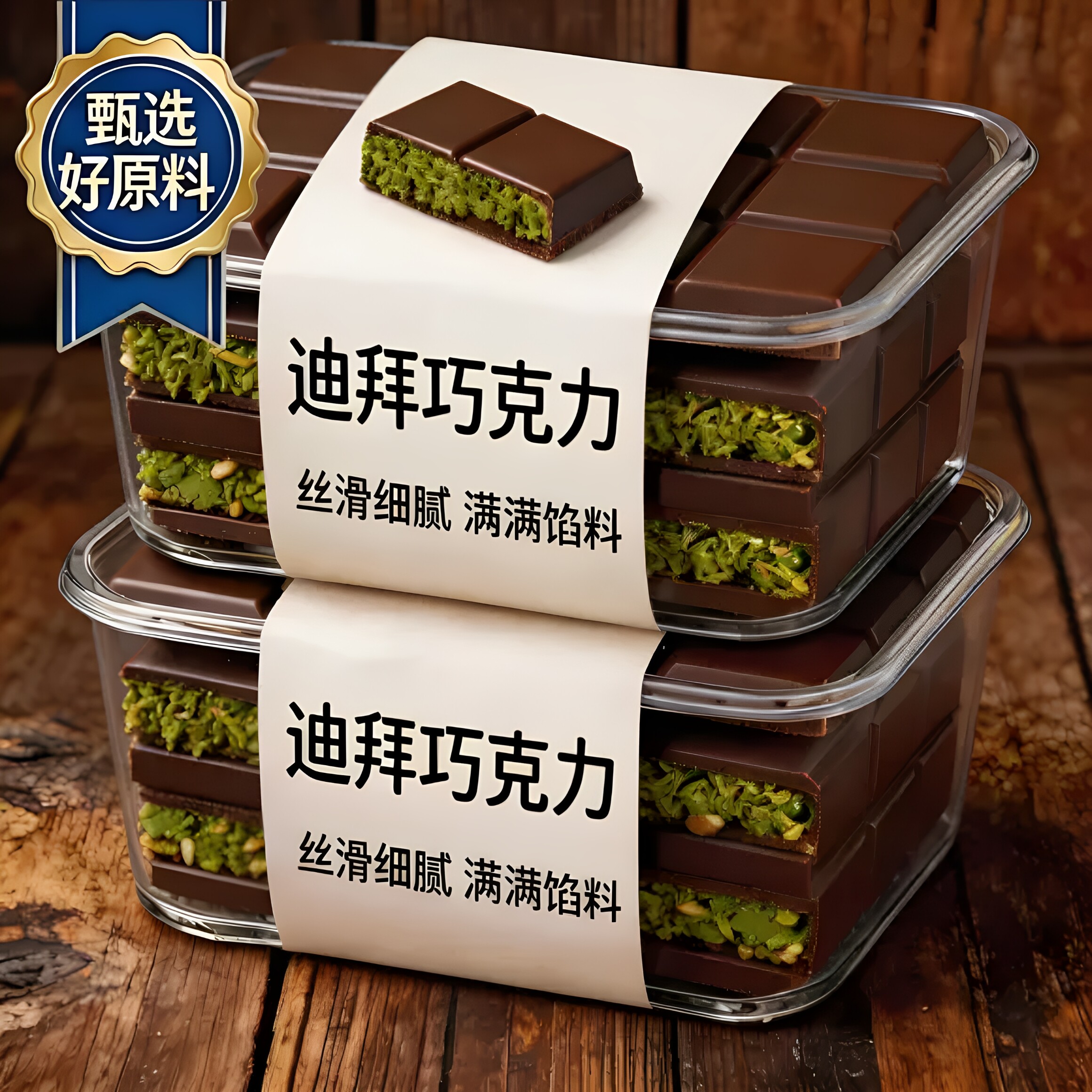 迪拜巧克力正品手工坚果开心果酱千丝酥脆同款夹心面包大板散装