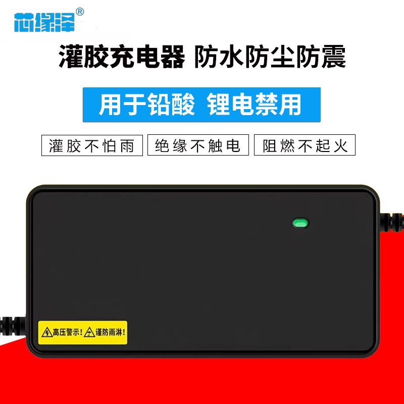 灌胶铅酸电池充电器48V12AH48V20AH跨境智能脉冲电动车充电器