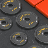 烤漆哑铃片纯铁金属小孔片家用健身器材配件盘增重哑铃螺纹杆一对