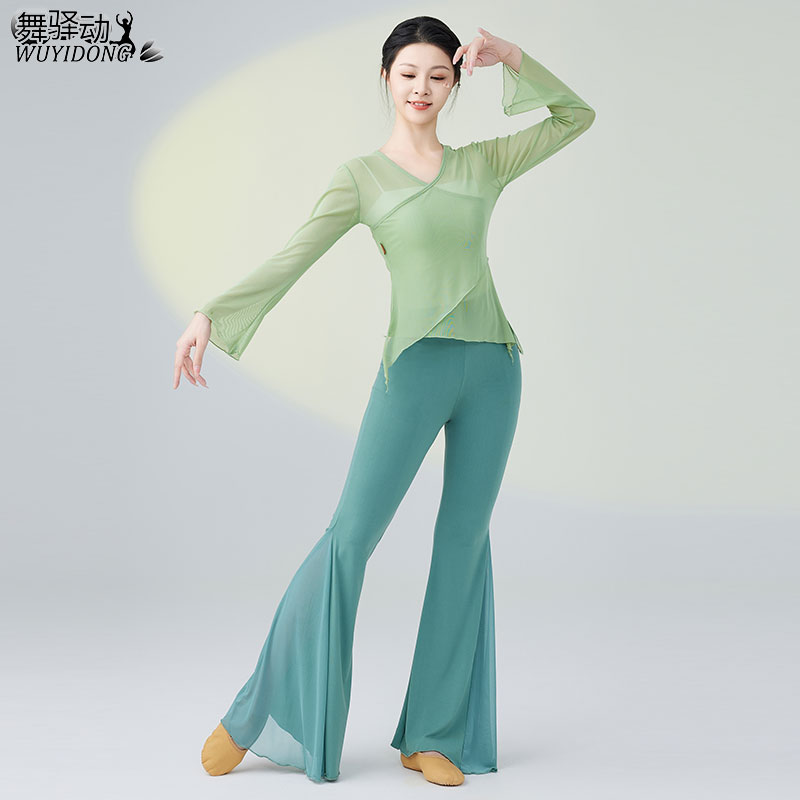 舞驿动古典舞纱衣显瘦喇叭裤
