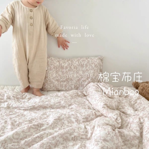 棉宝家秋日特定款兔屿森林双层A类纱布宝宝拍摄背景布面料手工DIY