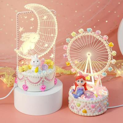 儿童摩天轮3D小夜灯材料包DIY手工奶油胶玩具女孩生日礼物摆件
