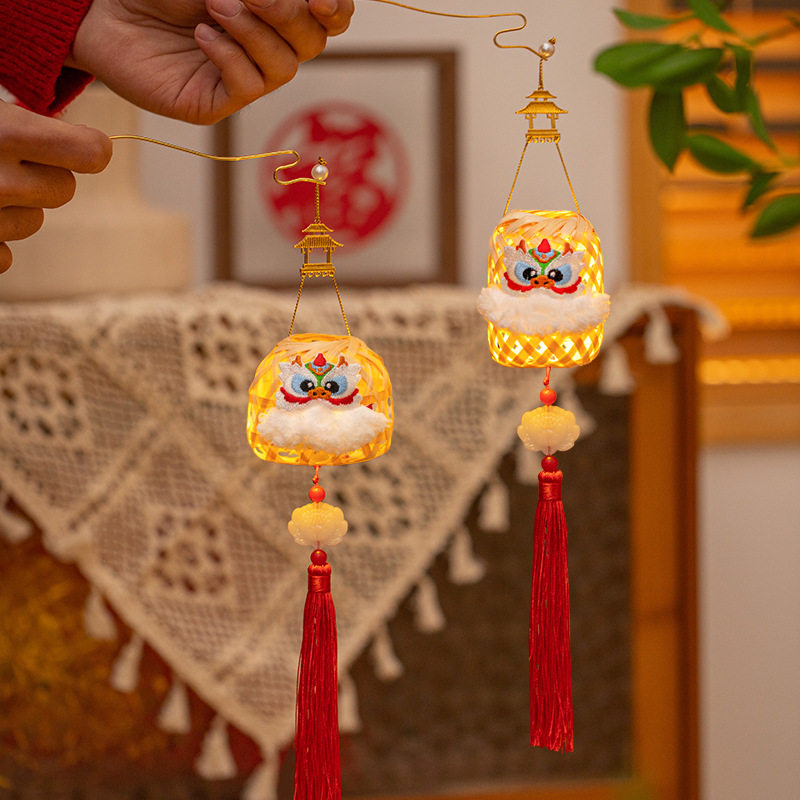 中秋中式手提竹制竹编儿童发光小灯笼diy材料包古风小型宫灯装饰