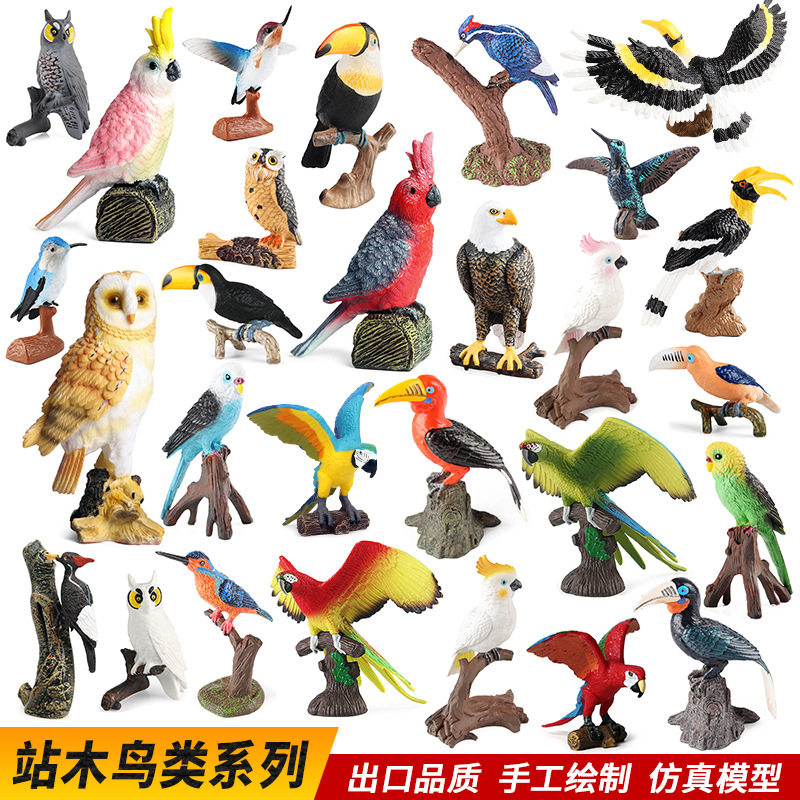 实心动物模型仿真巨嘴鸟啄木鸟猫头鹰凤头犀鸟白头海雕鸟