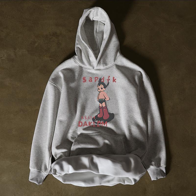 搞钱做慈善 银狐绒580克保暖！美式长袖女加绒加厚男上衣连帽卫衣