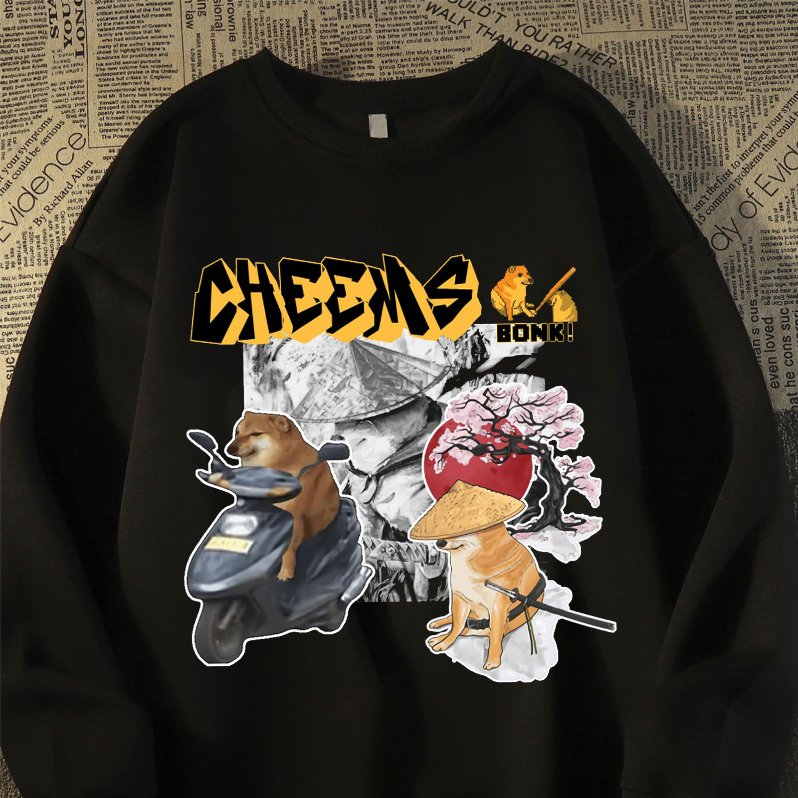 柴犬cheems圆领卫衣男女恶搞表情包周边美式潮牌百搭上衣大码冬季