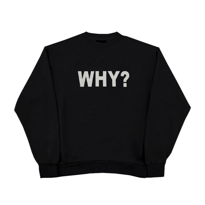 美式复古潮牌简约WHY字母印花圆领卫衣 男女秋冬季新款宽松情侣衫