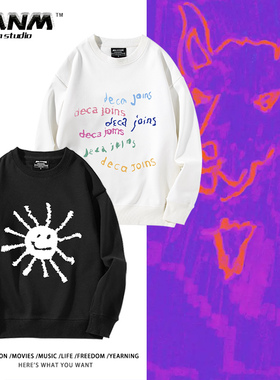 DEHD摇滚乐队周边圆领卫衣男女秋冬加绒摇滚美式百搭休闲上衣服潮