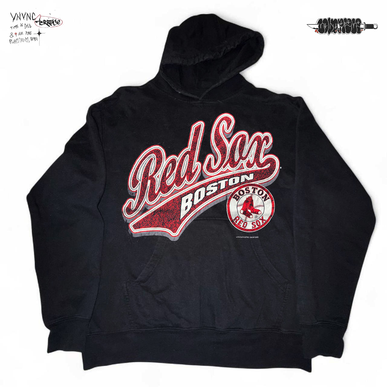 王有病工作室 oldschool波士顿红袜重磅高级感复古卫衣连帽衫