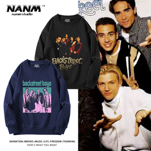 Backstreet 复古加绒衣服 Boys后街男孩乐队圆领卫衣男女秋冬美式