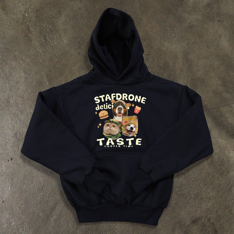 搞钱做慈善 429克重磅！美式复古男情侣加厚女长袖连帽卫衣