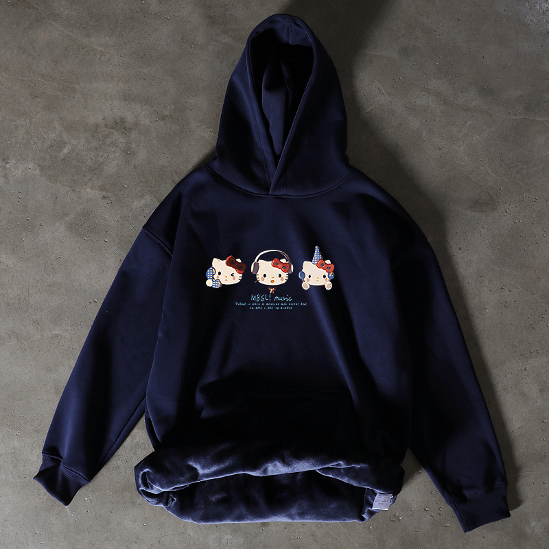 搞钱做慈善 银狐绒580克保暖！美式长袖女加绒加厚男上衣连帽卫衣