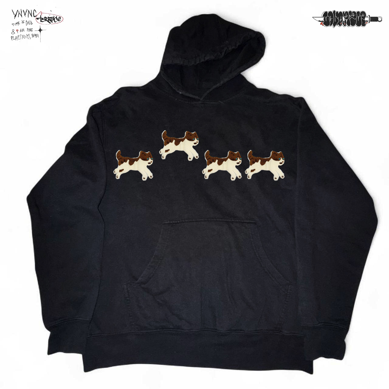 450G美棉重磅 自制OS版型 卡通美式复古狗狗慵懒风早秋黑色卫衣