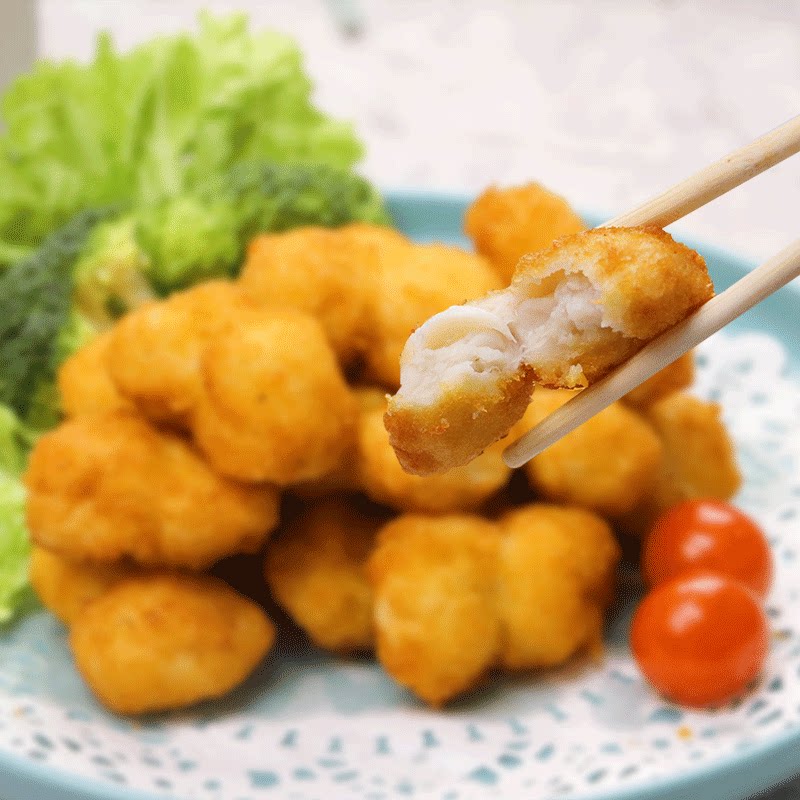 三统万福鱿米花鱼肉鱿鱼丸黄金鱿米花油炸小吃冷冻食品1kg/包