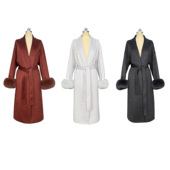 高奢贵气优雅感蓝狐毛拼接气质时尚 显瘦极简长款 女士大衣25150