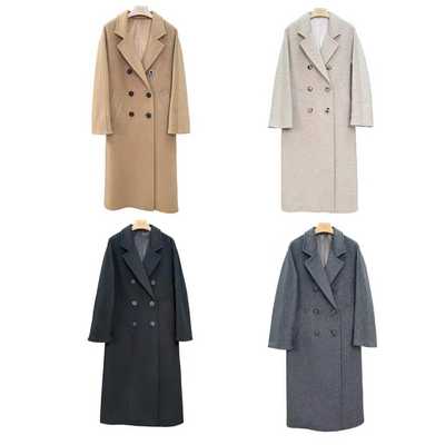 101801双排扣挂里衬双面大衣山羊绒桑蚕丝高品质保暖气质通勤外套