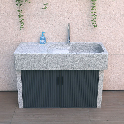 室外防水防晒大理石一体洗衣池户外庭院花岗岩平台带搓衣板洗手盆