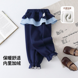 【洋气甜美加绒屁帘休闲裤】童装女童秋冬季时尚休闲裤儿童外穿裤