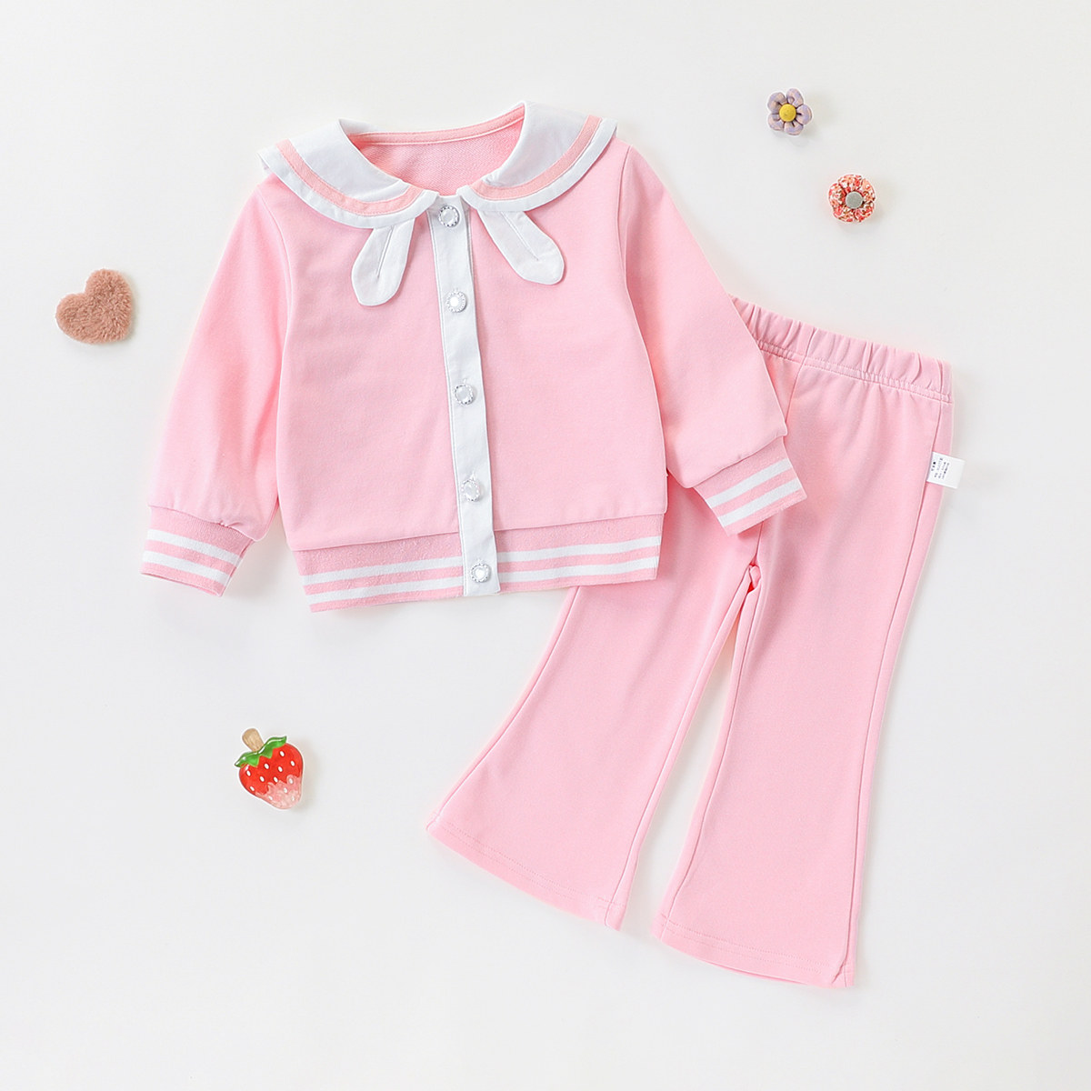 【洋气海军风卫衣套装】童装女宝宝春季时尚外套微喇叭裤两件套潮