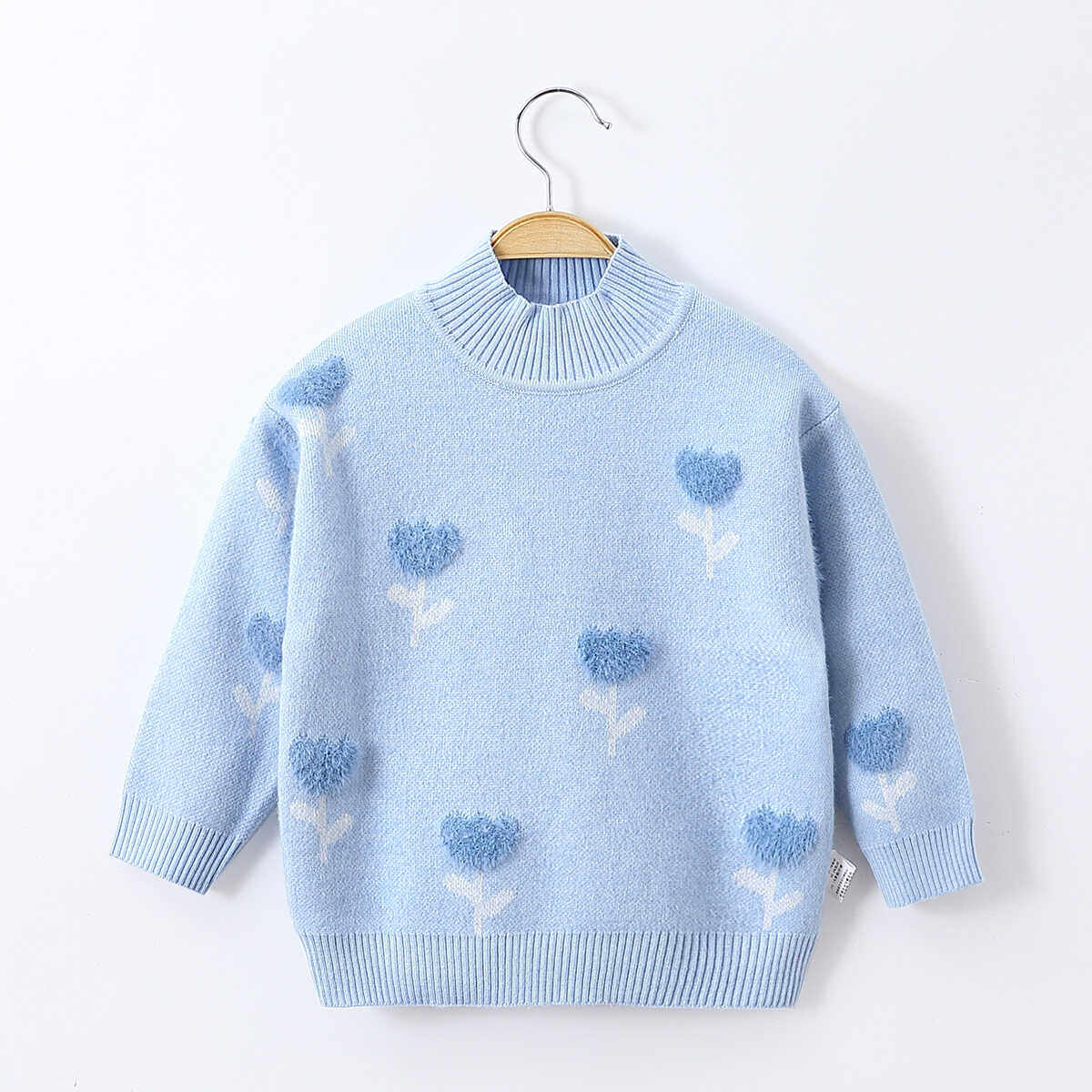 儿童毛衣女童甜美2024秋新款中小童套头衫打底毛衫半高领上衣