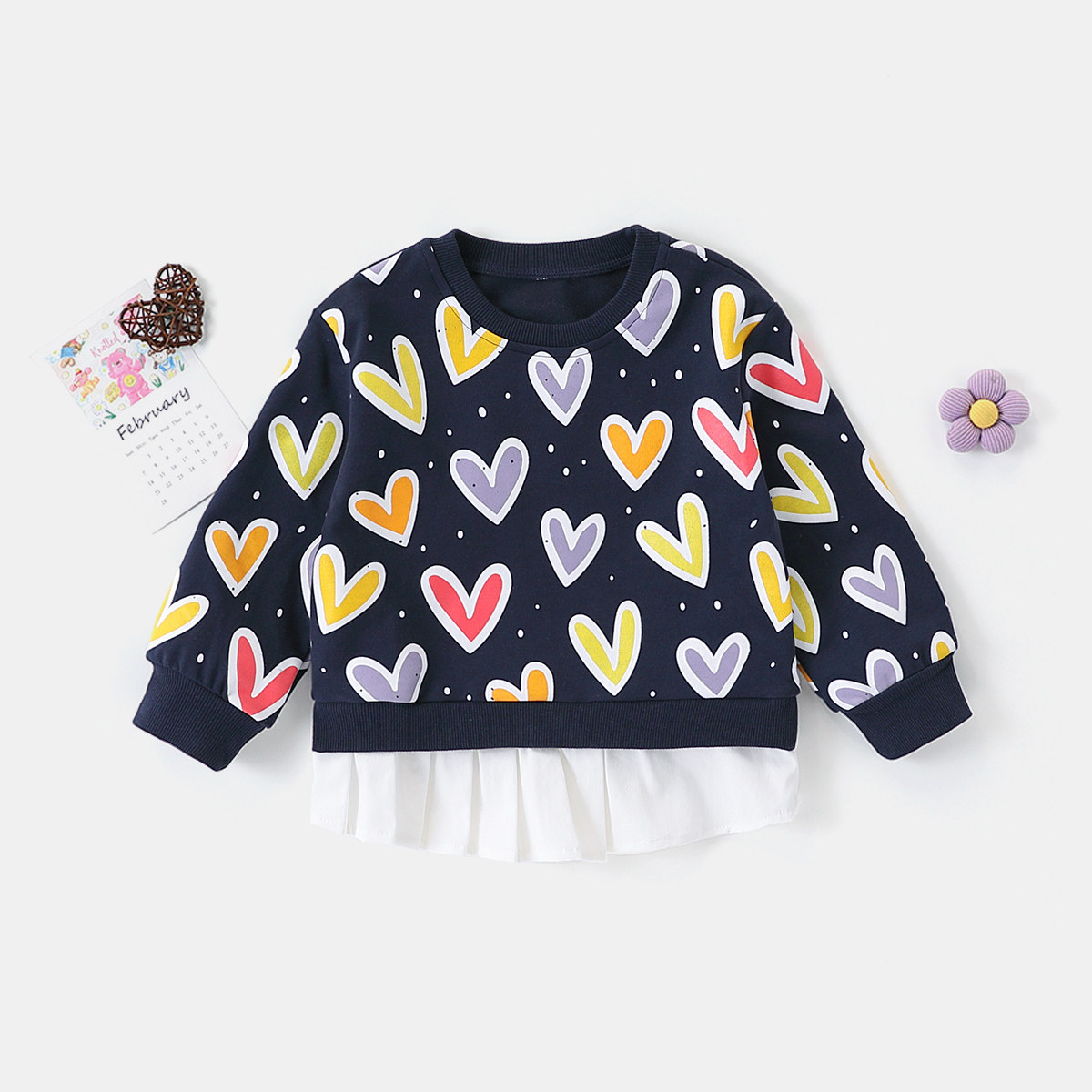 【裙式卫衣】童装女宝宝春季洋气时尚卫衣小童百搭中长款匹印上衣