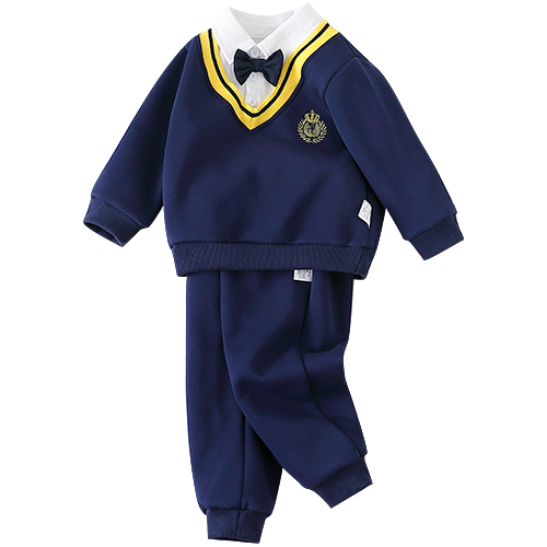 【加绒学院风】童装男童秋冬加绒绅士学院风卫衣套装儿童休闲套装