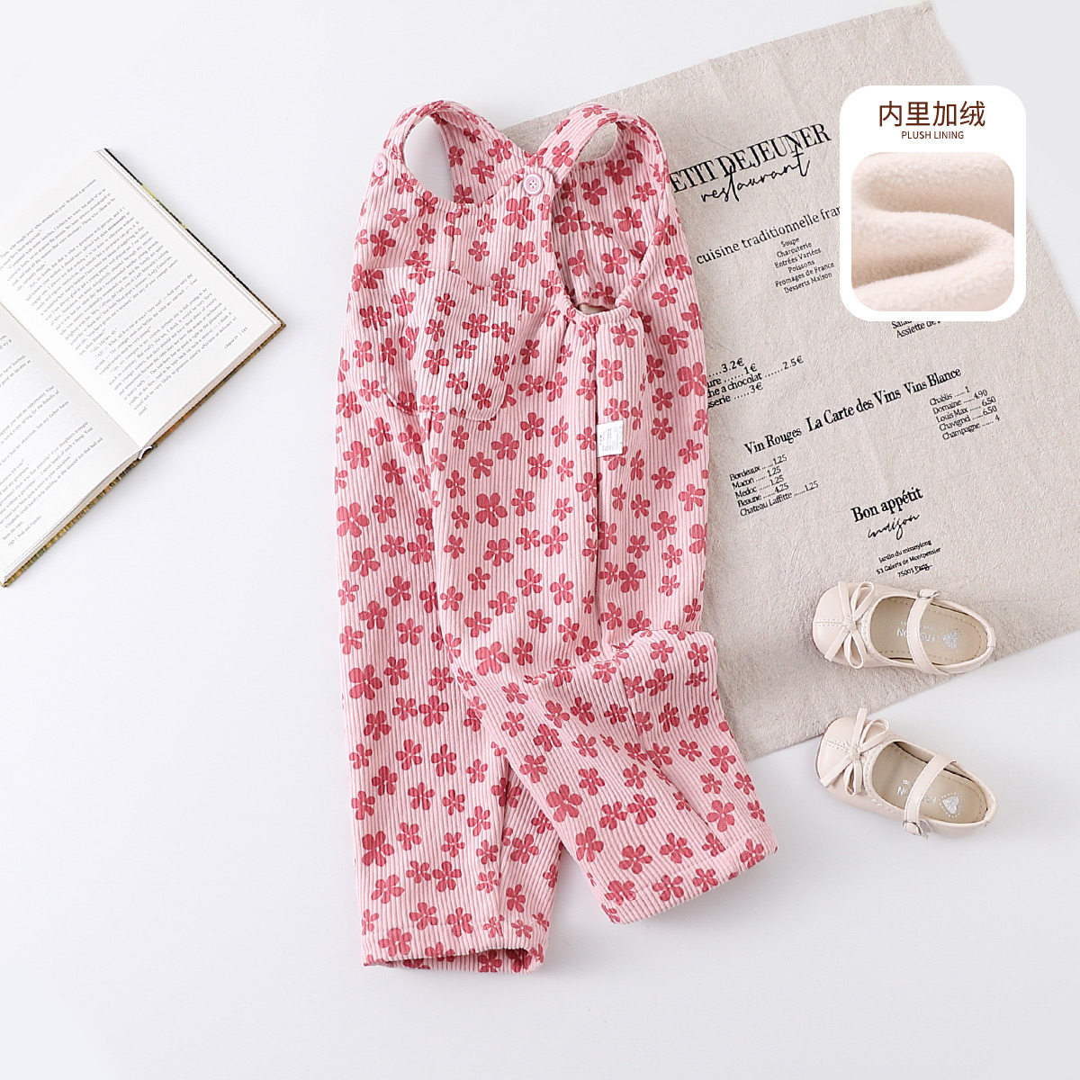 【复古加绒灯芯绒背带裤】童装女宝宝秋冬时尚可爱连体裤小童哈衣