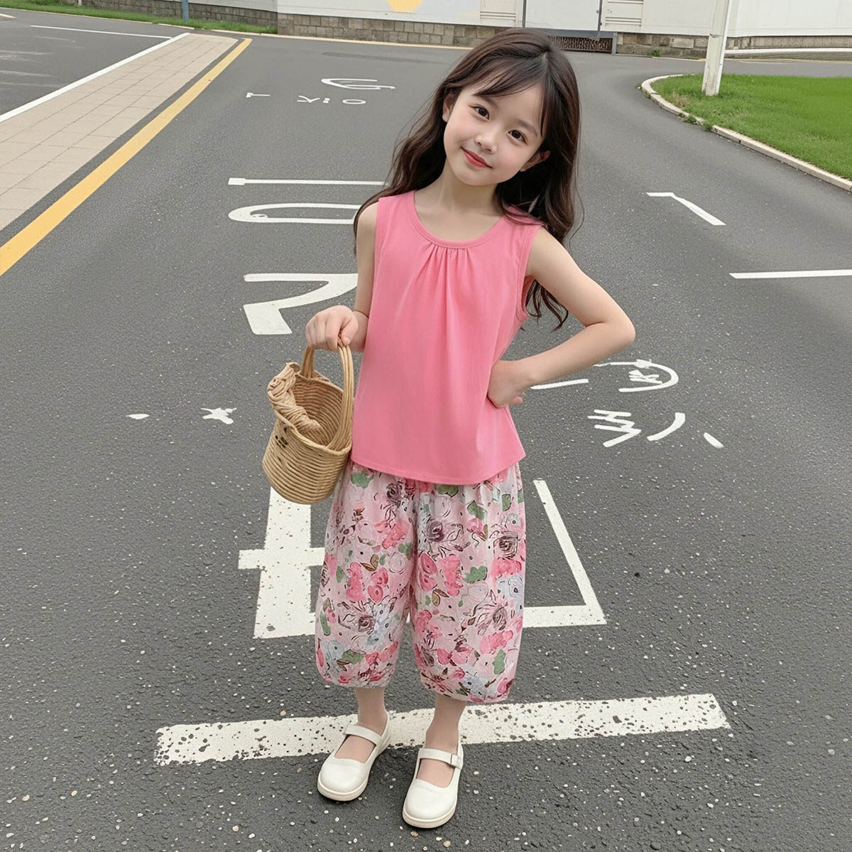【洋气甜美】童装女宝宝夏季时尚可爱套装小童清凉背心防蚊两件套