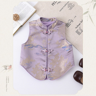 【中式复古坎肩】童装女童秋季汉服马甲外套儿童国风甜美百搭马甲