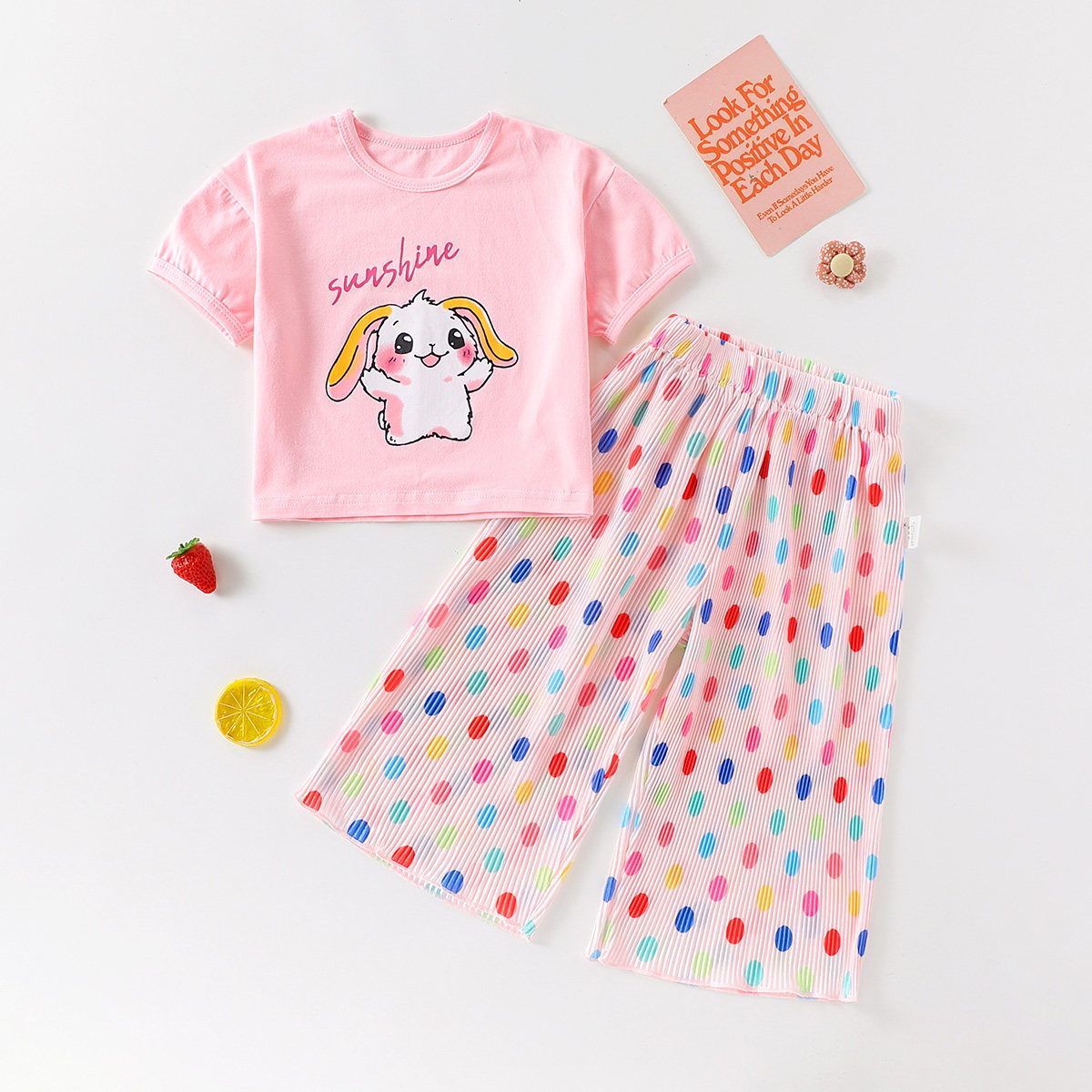 【时尚洋气微喇叭套装】童装女宝宝夏季时尚休闲两件套小童套装潮