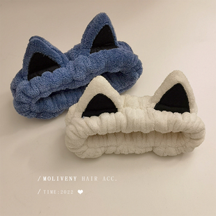 日本可爱时尚 猫耳朵洗脸束发带头饰发箍化妆敷面膜用卡通头箍女款