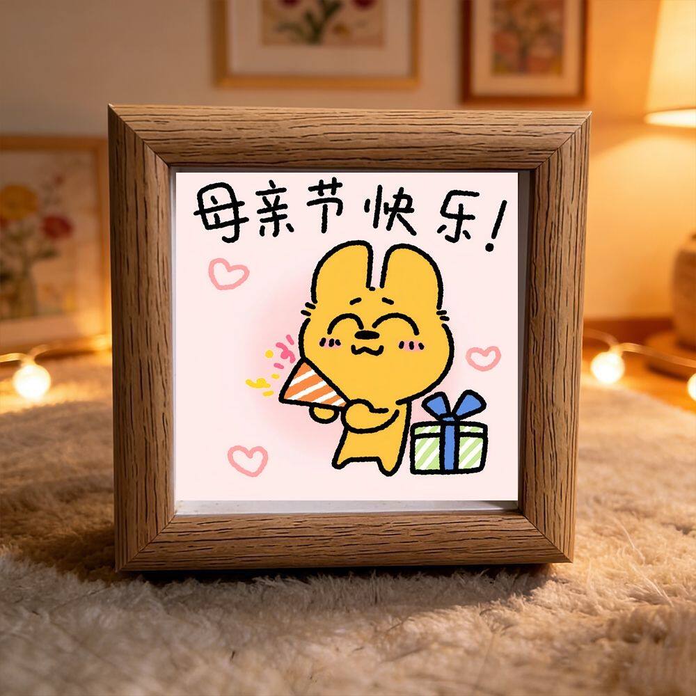 母亲节礼物送妈妈桌面相框木质创意摆件摆台原木色创饰潮装饰礼物