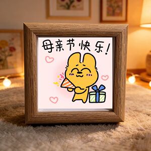 母亲节礼物送妈妈桌面相框木质创意摆件摆台原木色创饰潮装饰礼物