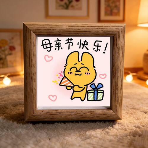 母亲节礼物送妈妈桌面相框木质创意摆件摆台原木色创饰潮装饰礼物