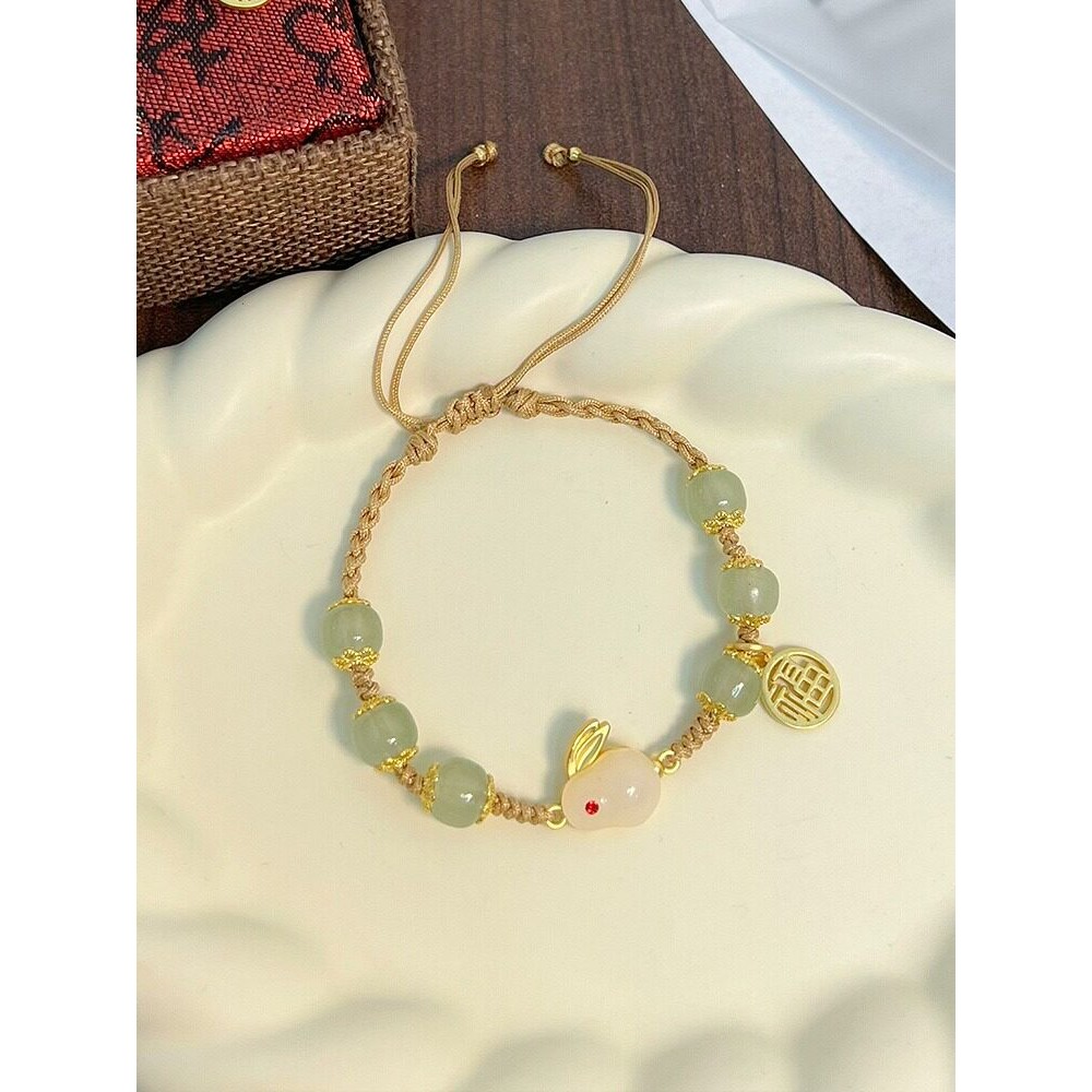 中秋节手工diy编织福字玉兔手链材料包自制手绳五彩绳送女友礼物