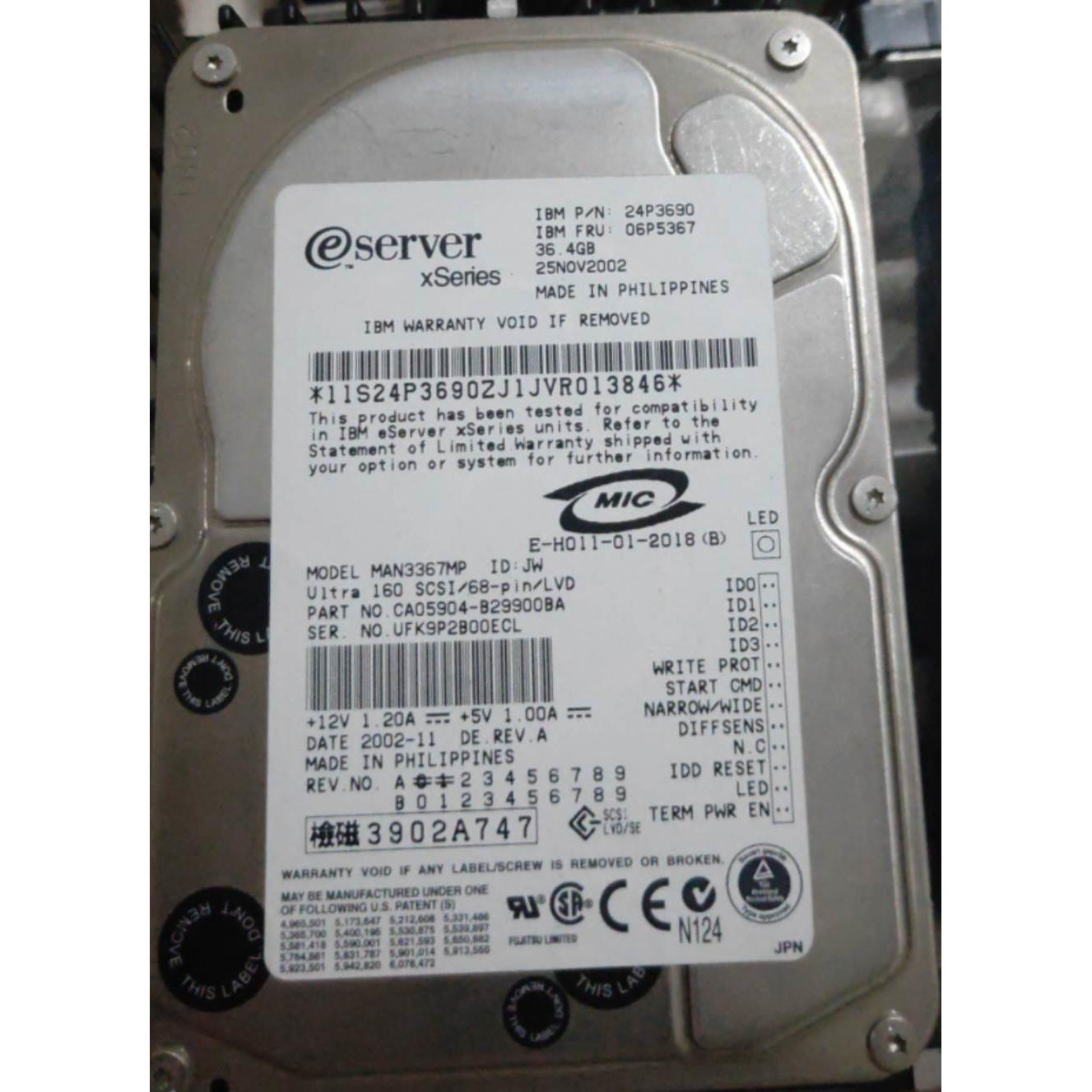 IBM 24P3690 06P5367 36GB U160 68PIN DRIVE《议价》