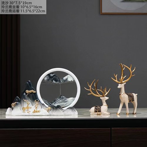 新中式流沙画摆件创意轻奢鹿摆件