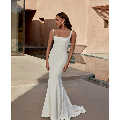 吊带鱼尾性感晚礼服法式