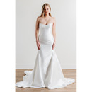 法式 缎面轻婚纱白色抹胸鱼尾新娘高级感简约森系迎宾出门纱礼服裙