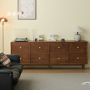 洪林坊宋氏美学北美黑胡桃木斗柜轻奢实木斗柜卧室抽屉收纳柜客厅