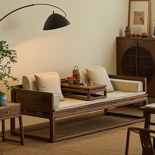 黑胡桃木罗汉床洪林坊