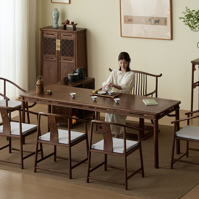 洪林坊明宋式圆包圆书桌茶桌