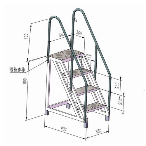 铝合金三四五步移动平台梯工业踏步梯爬梯仓库货架车间安全登高梯