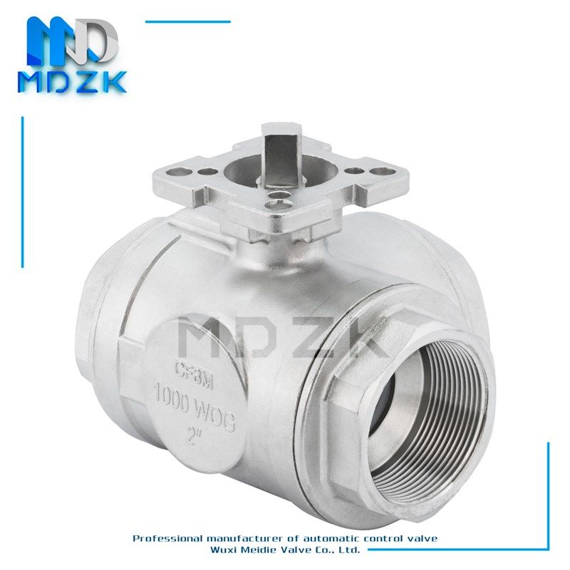 MDZK气动电动用无头高平台丝口扣内螺纹不锈钢三通L型T型球阀