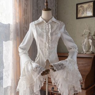 中世纪白色宫廷风衬衫华丽大姬袖Lolita内搭长袖上衣哥特风打底衫