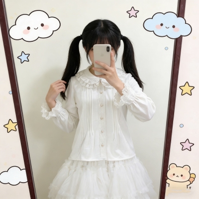 lolita秋冬长袖内搭上衣打底衫白