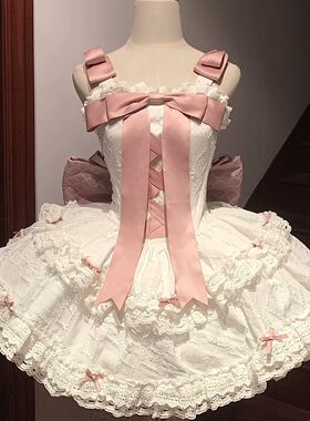蓝色粉色缎带lolita洛丽塔蓬蓬裙优雅礼服裙jsk连衣裙生日小礼裙